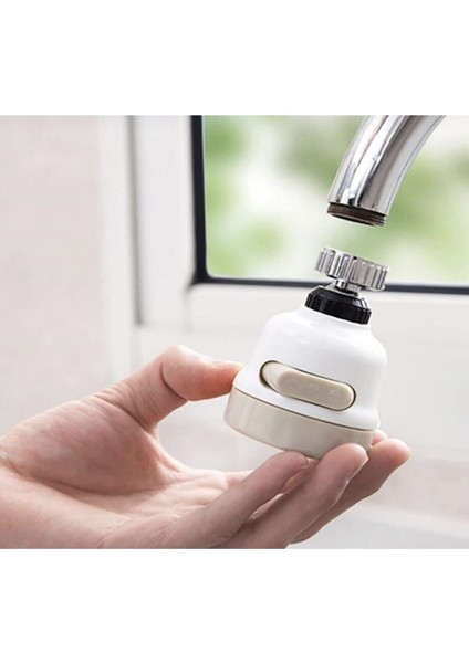 Beyaz Su Tasarruflu 3 Fonksiyonlu Oynar Musluk Batarya Çeşme Başlığı Byz Hareketli Musluk Başlığı