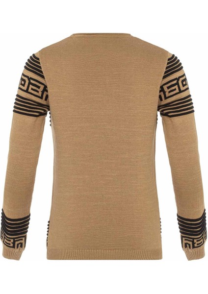 BP103 Desenli Camel Çocuk Kazak
