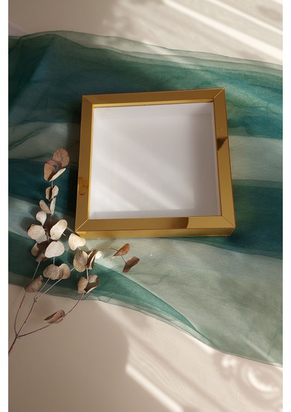 25X25 cm Gold Pleksi Kaplı Derin Çerçeve! Gül Anı Çerçevesi! Gül Kutusu