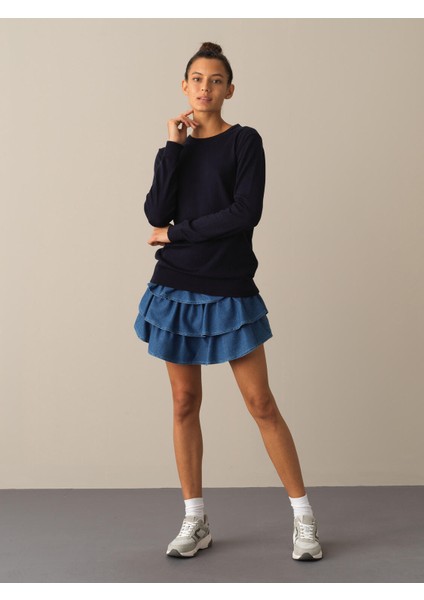 Kadın Lacivert Regular Fit Basic Kazak