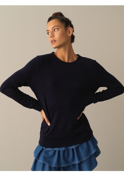 Kadın Lacivert Regular Fit Basic Kazak fiyatları