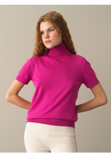 Kadın Fuşya Rahat Kesim Basic Kazak fiyatları