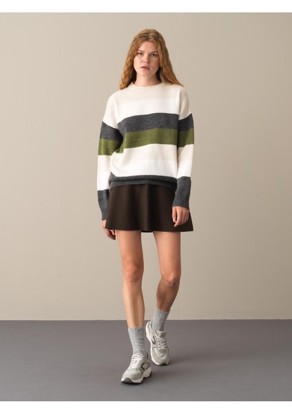 Kadın Antrasit Oversize Kazak