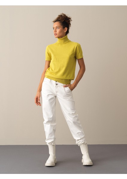 Kadın Sarı Rahat Kesim Basic Kazak fiyatları