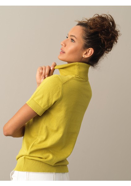 Kadın Sarı Rahat Kesim Basic Kazak fırsatları
