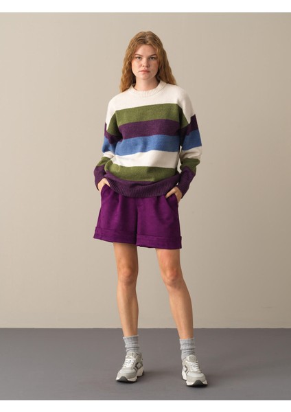 Kadın Mor Oversize Kazak modelleri