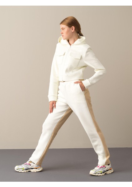 Kadın Ekru Regular Fit Sweat Pantolon
