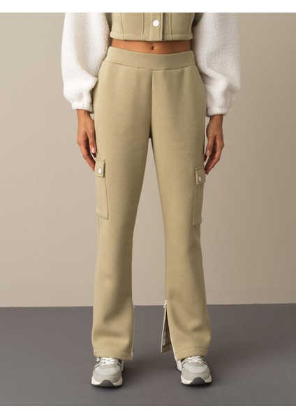 Kadın Yeşil Kargo Cep Sweat Pantolon modelleri