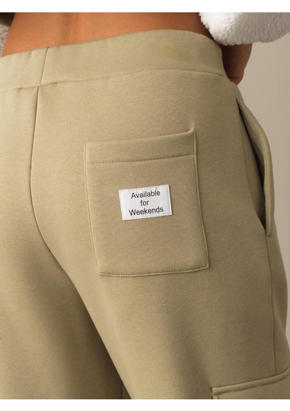 Kadın Yeşil Kargo Cep Sweat Pantolon indirimleri