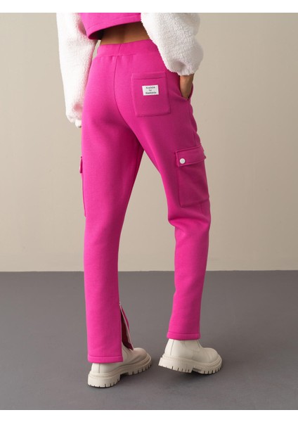 Kadın Fuşya Kargo Cep Sweat Pantolon fırsatları