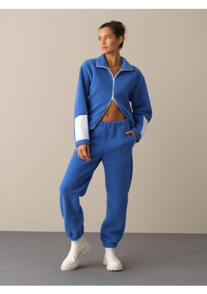 Kadın Mavi Polar Sweat Pantolon