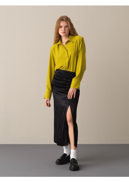 Kadın Sarı Vatkalı Oversize Gömlek fiyatları