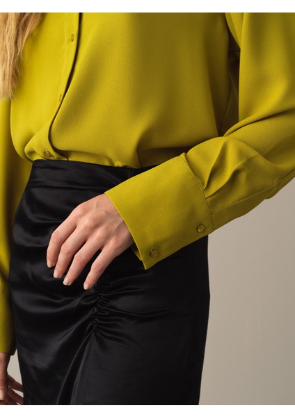 Kadın Sarı Vatkalı Oversize Gömlek modelleri