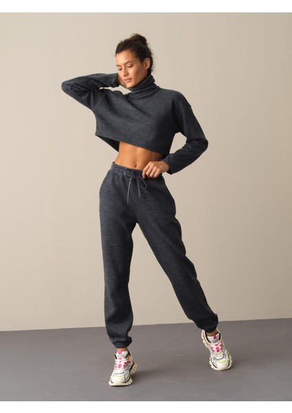 Kadın Antrasit Oversize Sweat Pantolon