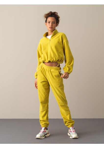 Kadın Sarı Polar Sweat Pantolon