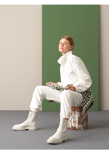 Kadın Beyaz Polar Sweat Pantolon fırsatları