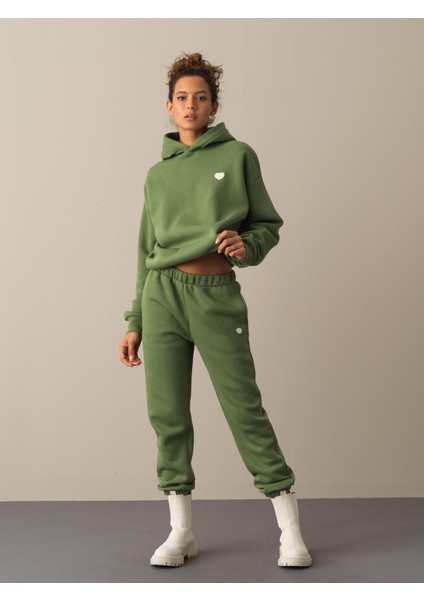 Kadın Yeşil Basic Sweat Pantolon