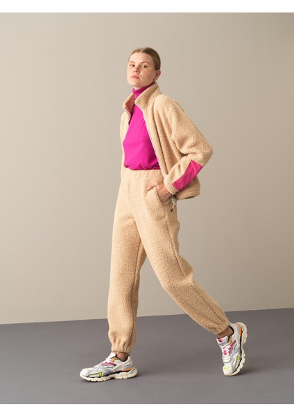 Kadın Bej Polar Sweat Pantolon