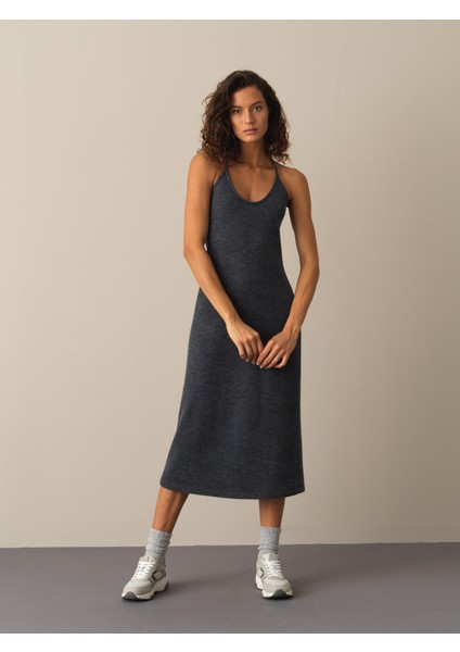 Kadın Antrasit Regular Fit Elbise