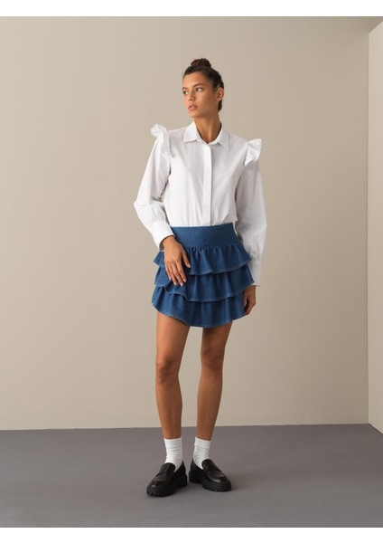 Kadın Beyaz Regular Fit Gömlek