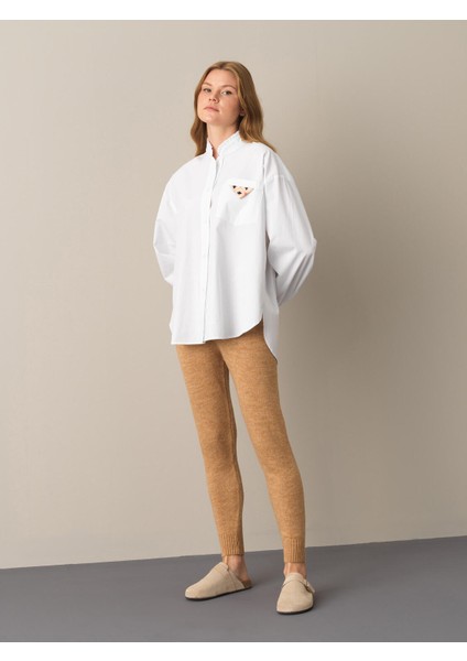 Kadın Beyaz Hakim Yaka Oversize Gömlek fiyatları