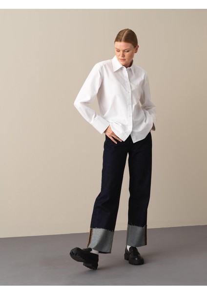 Kadın Beyaz Regular Fit Vatkalı Gömlek