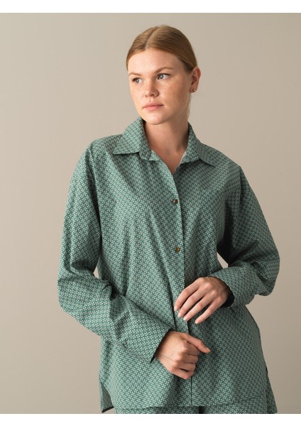 Kadın Haki Oversize Desenli Gömlek fiyatları