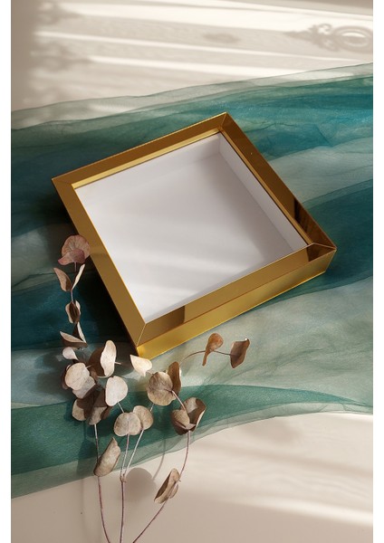 25X25 cm 7 cm Gold Pleksili Derin Gül Kutusu Anı Çerçevesi! Üsten Açılır Pleksi Cam!