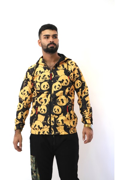 Erkek Siyah Baskılı Yağmurluk modelleri