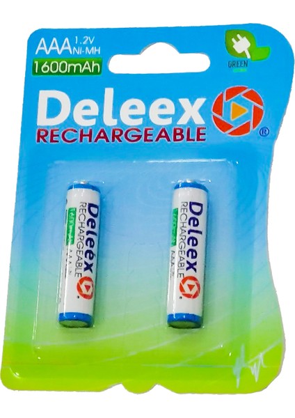 -Deleex 1600 Mah 1.2V Ince Kalem Aaa Şarjlı Pil 2li Paket