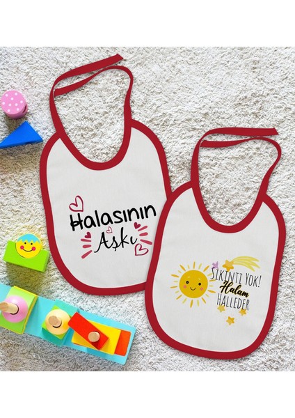 Kids Hala Tasarımlı 2’li Kırmızı Mama Önlüğü-2 fiyatları