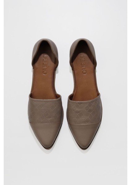 Gümüş Deri Kadın Düz Babet