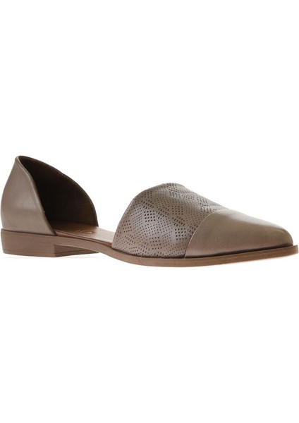 Gümüş Deri Kadın Düz Babet modelleri