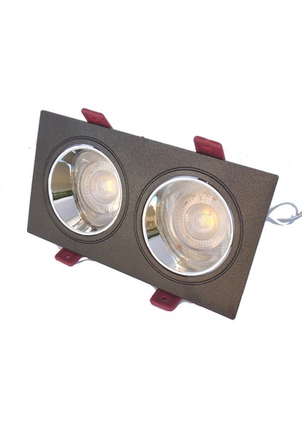 Siyah Krom Çiftli Sıva Altı Spot Cob Led Armatür GU10 5W Beyaz Işık