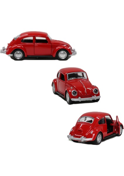 Vosvos Beetle Çek Bırak Metal Oyuncak Araba 12 cm Kırmızı