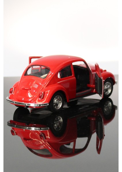 Volkswagen Beetle Kırmızı Çek Bırak Metal Model Oyuncak Araba 12 cm