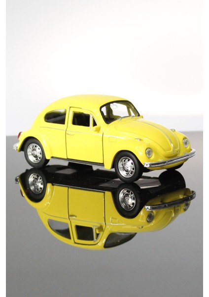 Volkswagen Beetle Sarı Çek Bırak Metal Model Oyuncak Araba 12 cm