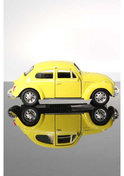 Volkswagen Beetle Sarı Çek Bırak Metal Model Oyuncak Araba 12 cm