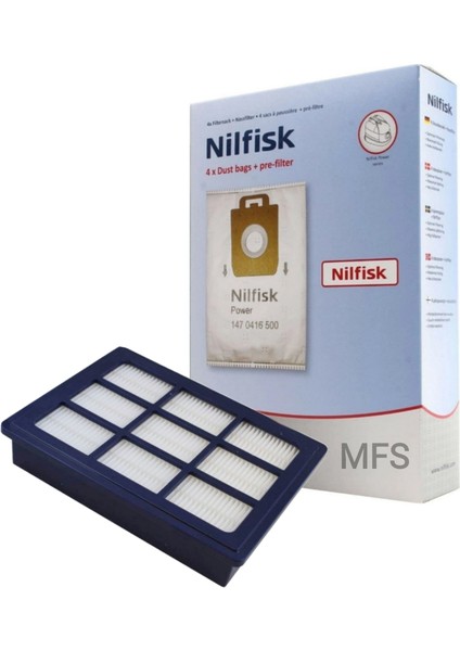 Nilfisk Elite P Comfort Uyumlu 4’lü Toz Torbası ve Hepa Filtre