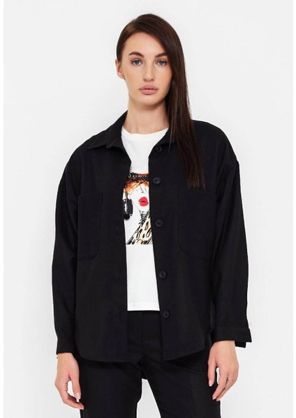 Kadın Düğmeli Önden Cepli Ceket Takım