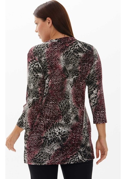 Büyük Beden Kendinden Kolyeli Emprime Bluz indirimleri