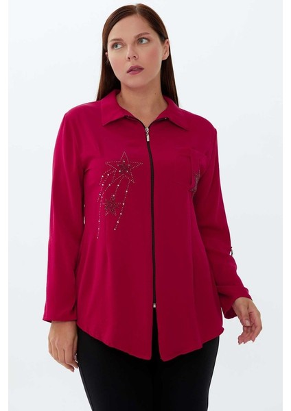 Büyük Beden Önü Taşlı Ceket modelleri