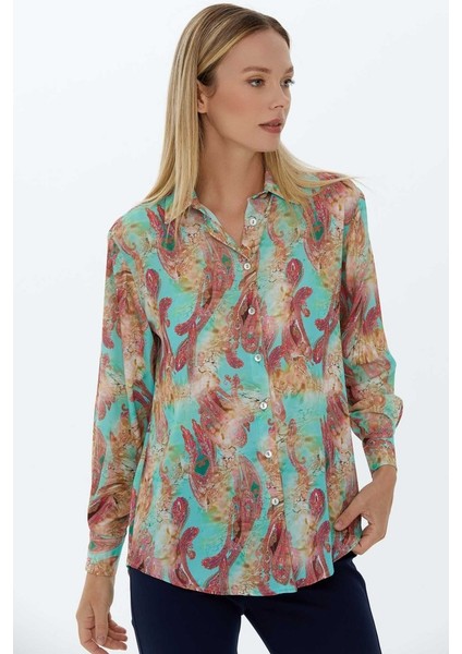 Şömiziye Yaka Şal Desen Klasik Bluz fiyatları