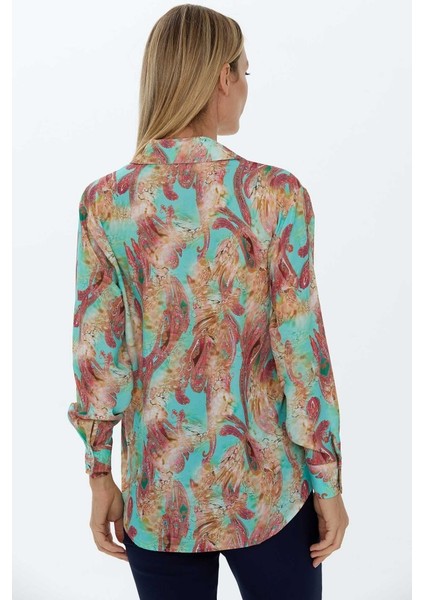 Şömiziye Yaka Şal Desen Klasik Bluz fırsatları