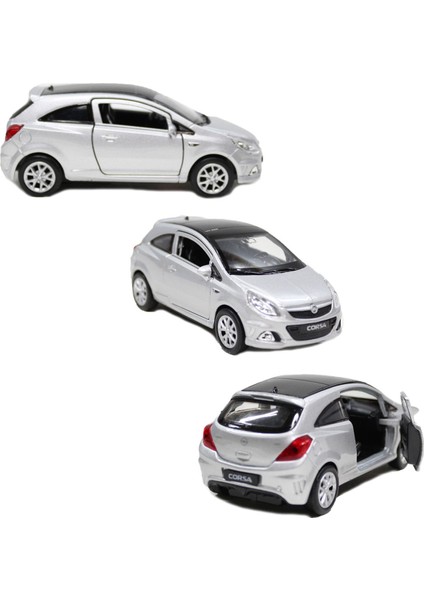 Opel Corsa Çek Bırak Metal Oyuncak Araba 11 cm Gri