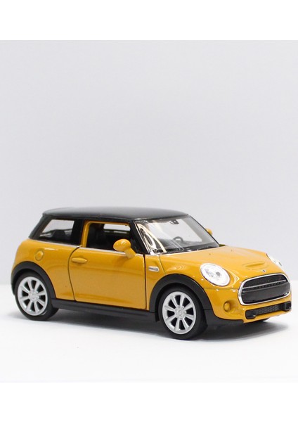 Sarı Yeni Mini Cooper Çek Bırak Metal Oyuncak Araba 11 cm