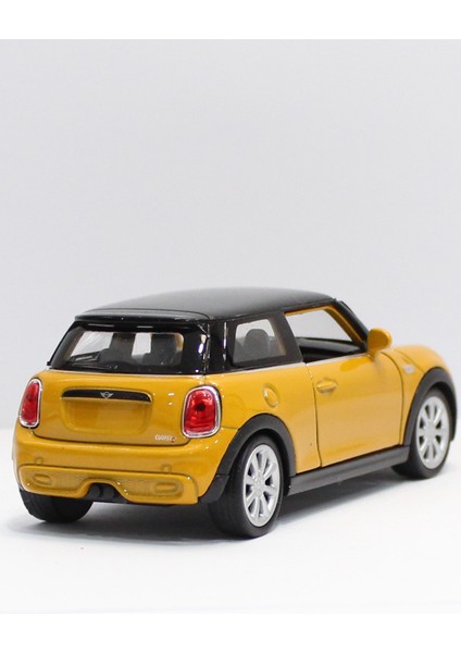 Sarı Yeni Mini Cooper Çek Bırak Metal Oyuncak Araba 11 cm
