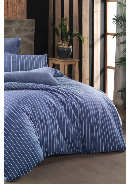 Sandro Mavi Çift Kişilik %100 Pamuk Flanel (Pazen) Nevresim Takımı fiyatları