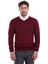 Erkek Bordo Regular Fit Desenli V Yaka Triko Kazak 1
