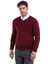Erkek Bordo Regular Fit Desenli V Yaka Triko Kazak 3